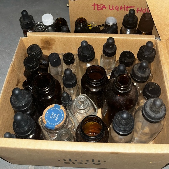 40+ Glass Apothecary bottles Amber Green Blue Clear Dropper Vials Small UPCYCLE - Picture 2 of 11